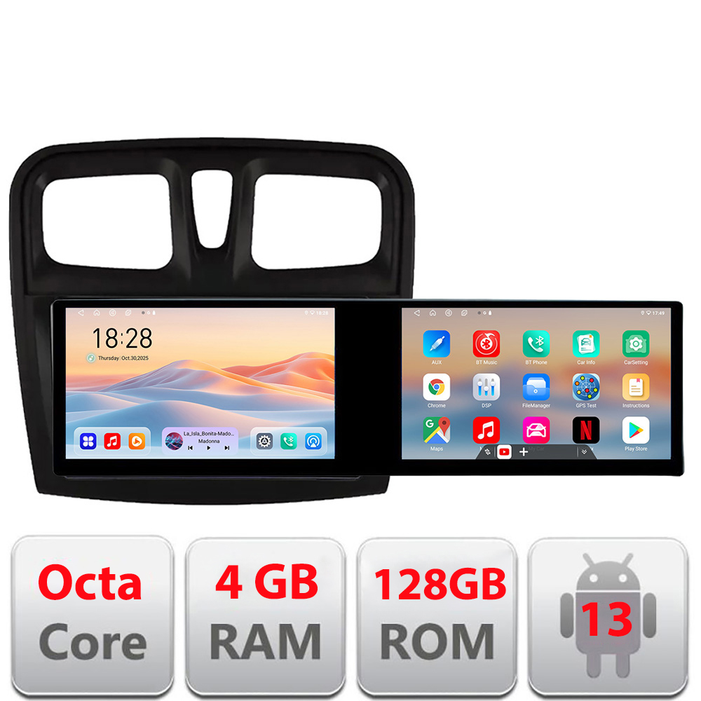 Navigatie Dacia Sandero 2012-2020 var B Edotec 2 ecrane 8 core 4+128 21.6 inch Incell android Wifi 5Ghz gps internet a