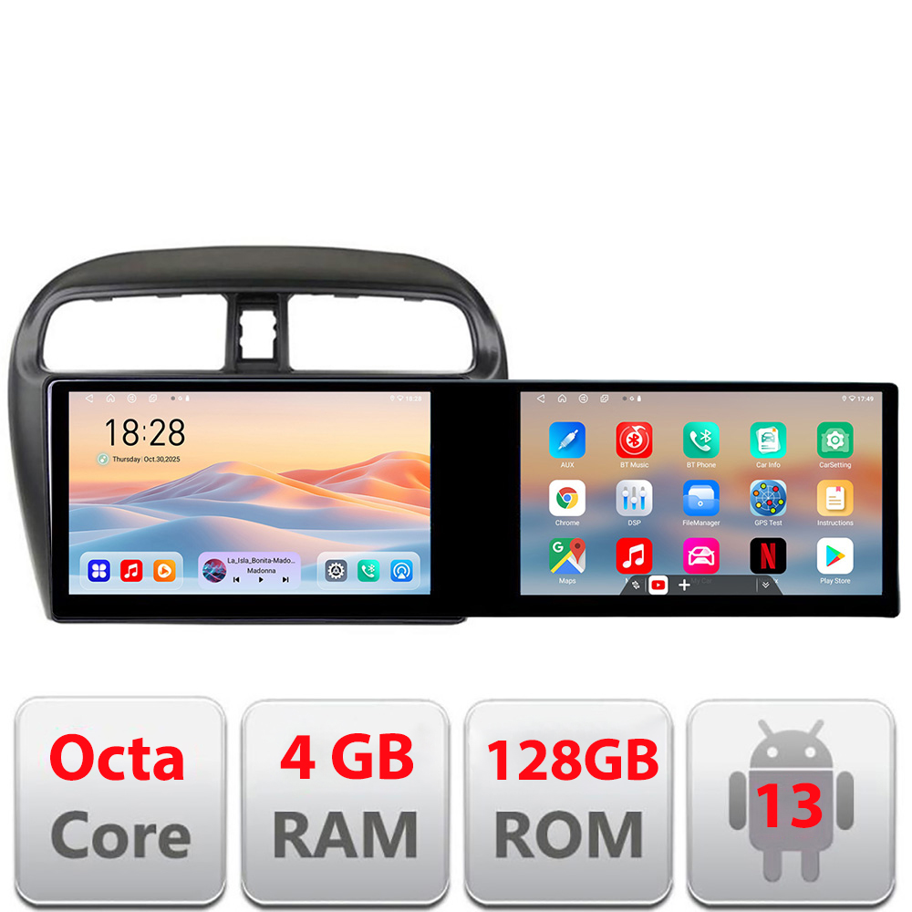 Navigatie Mitsubishi Spacestar Edotec 2 ecrane 8 core 4+128 21.6 inch Incell android Wifi 5Ghz gps internet Kit-spacestar