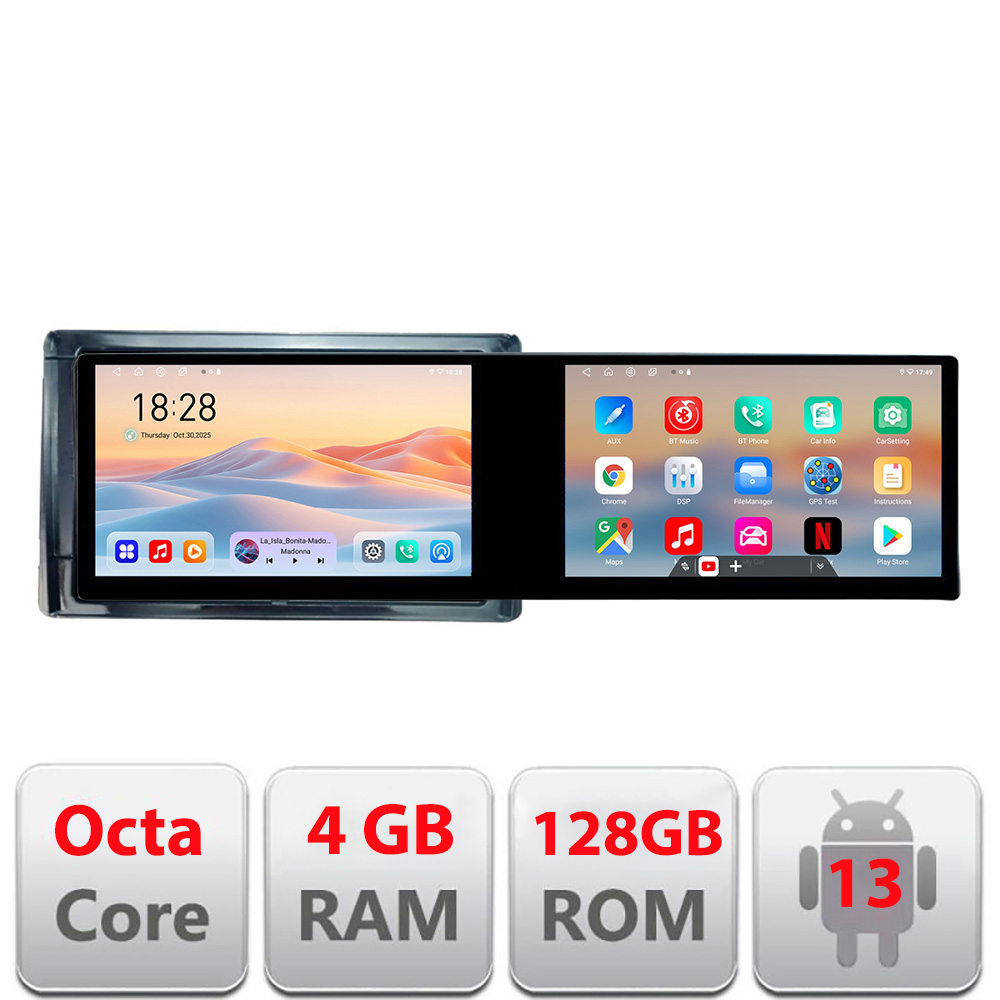 Navigatie Toyota 2DIN Edotec cu 2 ecrane 21.6 inch, Android, 4GB+128GB