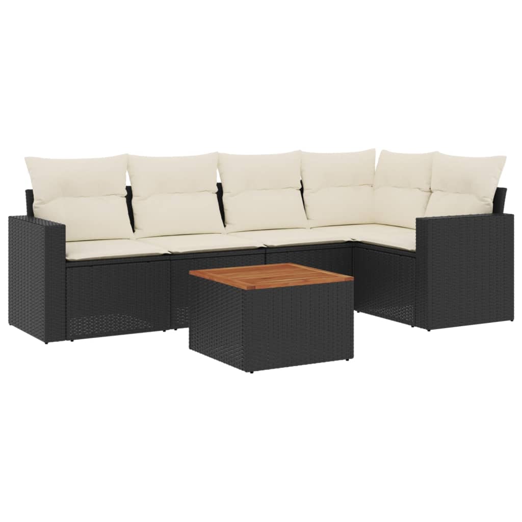Set mobilier de grădină cu perne, 6 piese, negru, poliratan GartenMobel Dekor