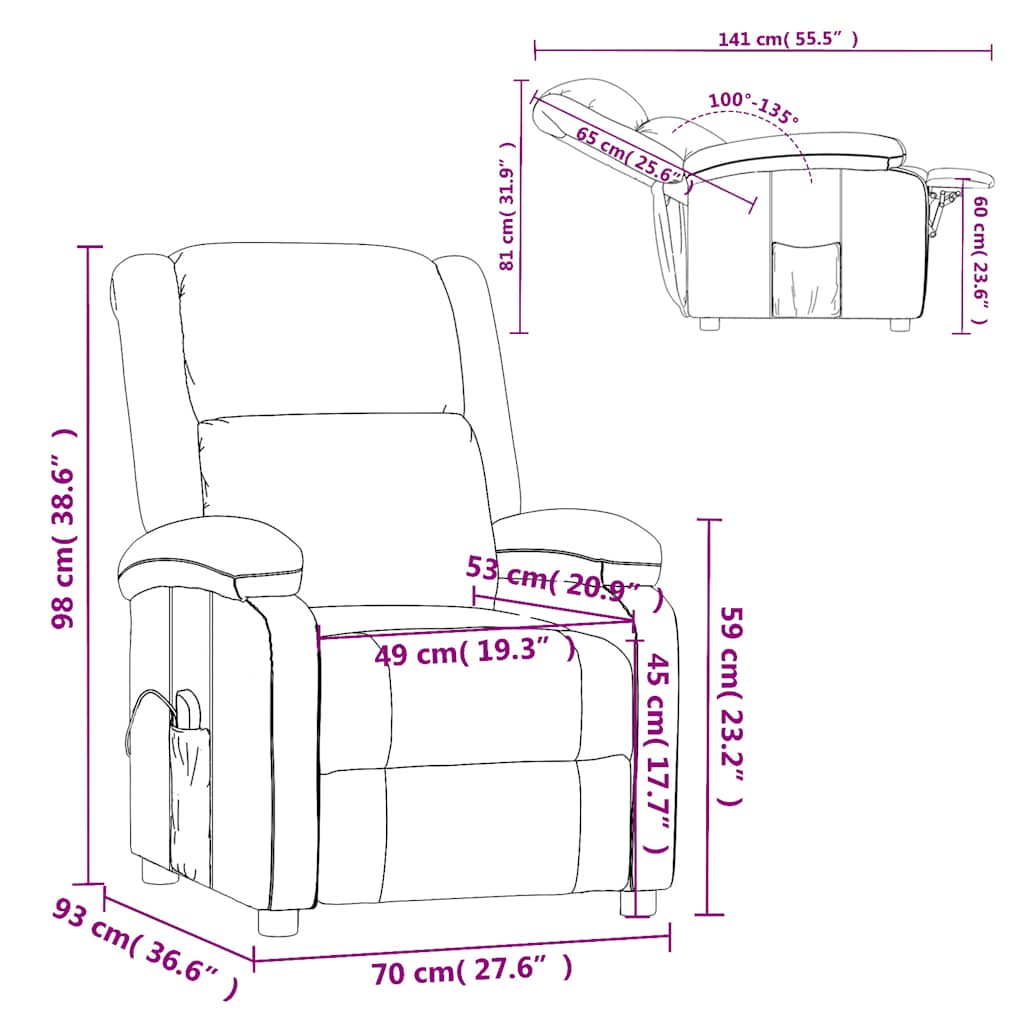 Fotoliu de masaj, negru, piele ecologică GartenMobel Dekor