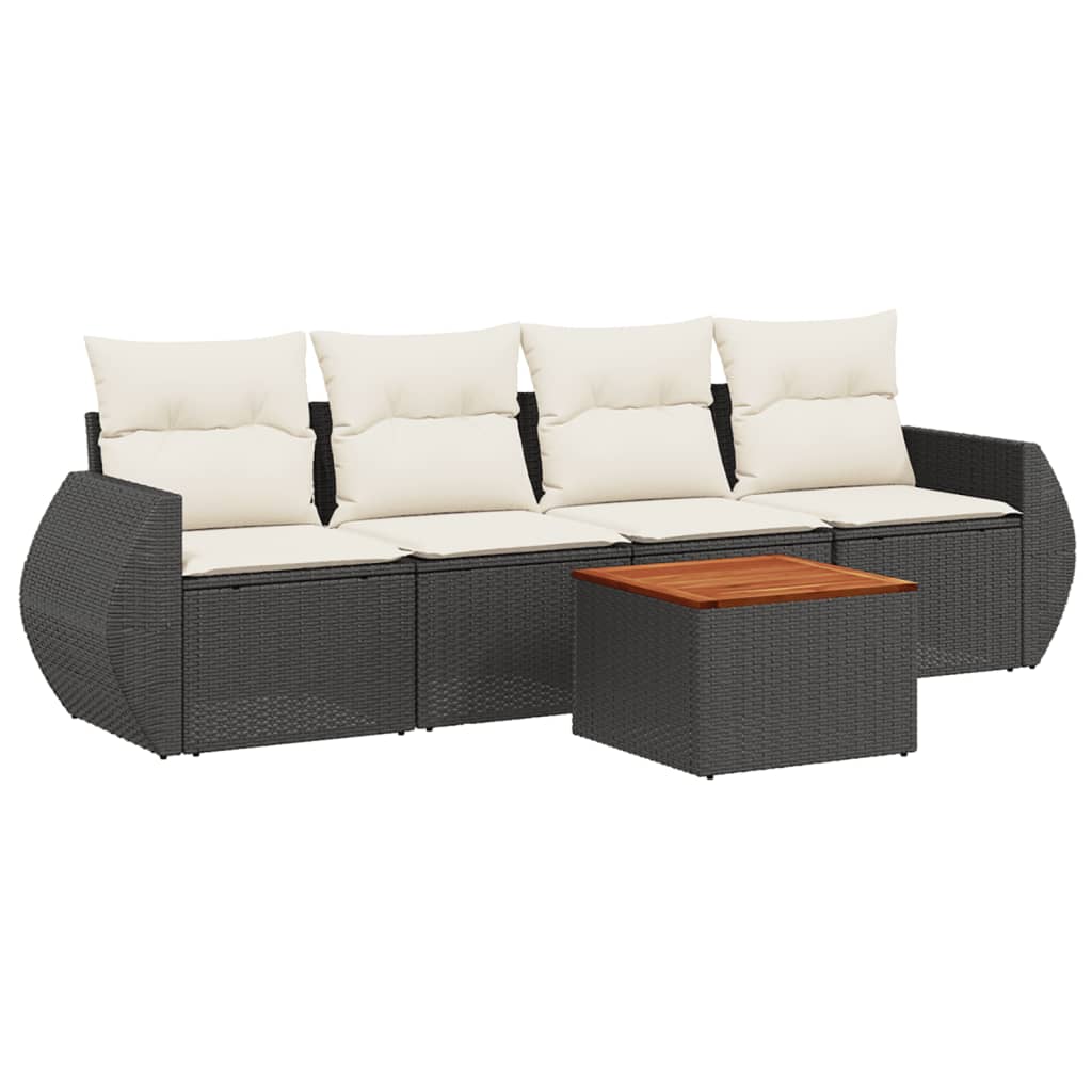 Set mobilier de grădină cu perne, 5 piese, negru, poliratan GartenMobel Dekor