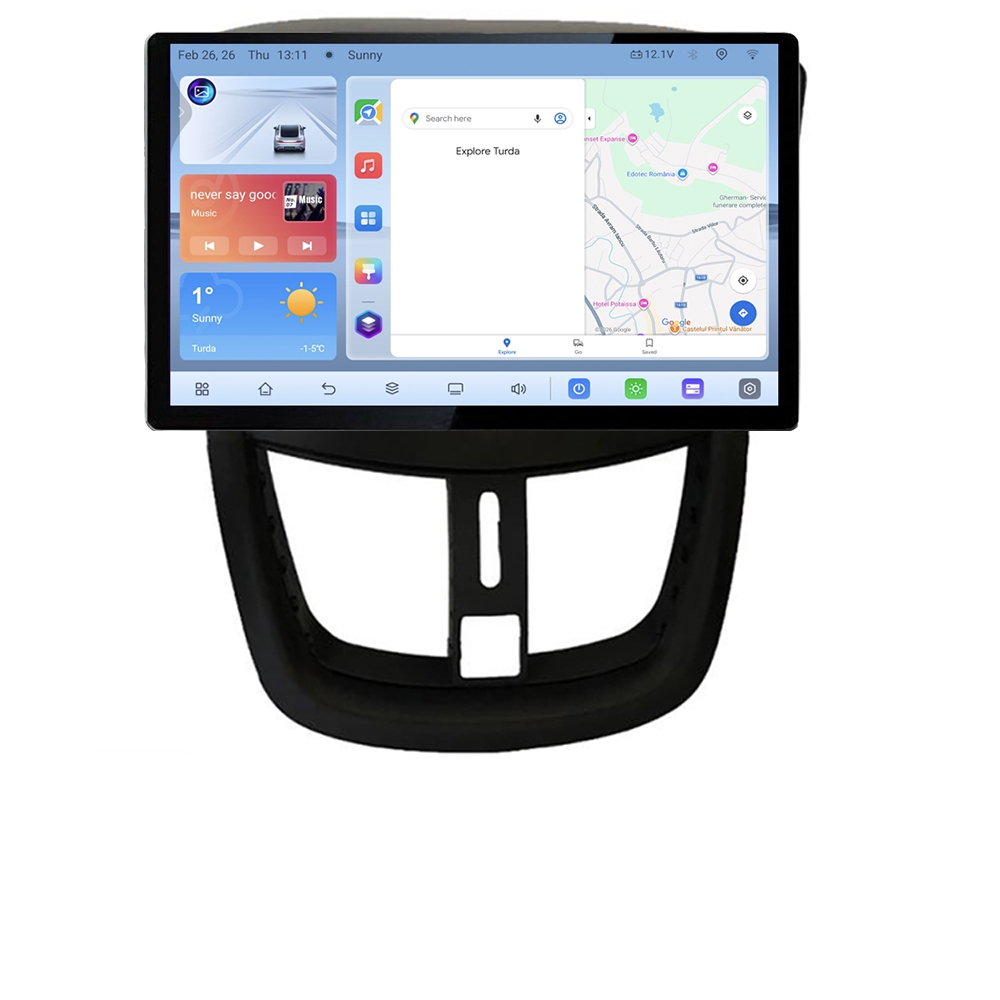 Navigație dedicată Peugeot 207 cu ecran 13 inch, Android 4+64GB și 4G