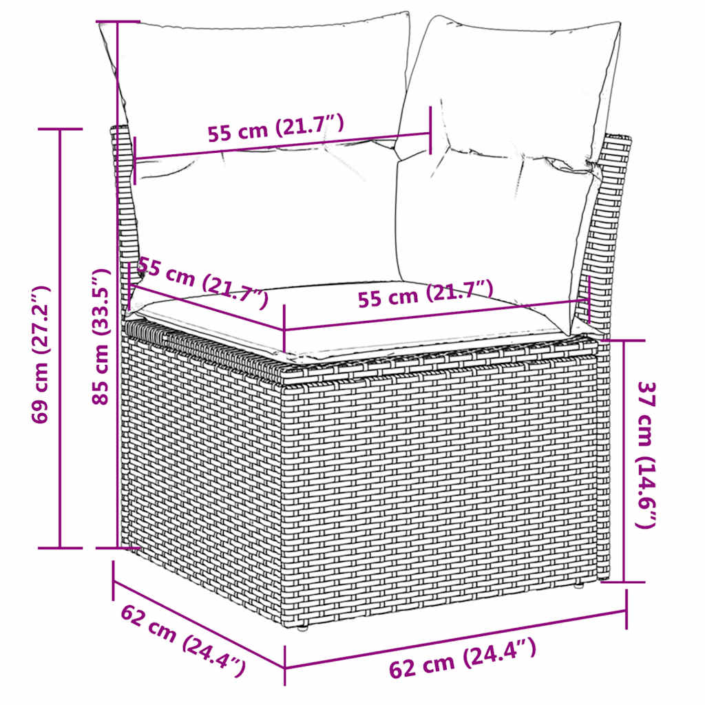 Set canapele de grădină, 9 piese, cu perne, gri, poliratan GartenMobel Dekor