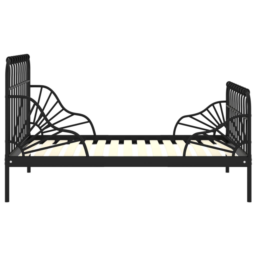 Cadru de pat extensibil, negru, 80x130/200 cm, metal GartenMobel Dekor