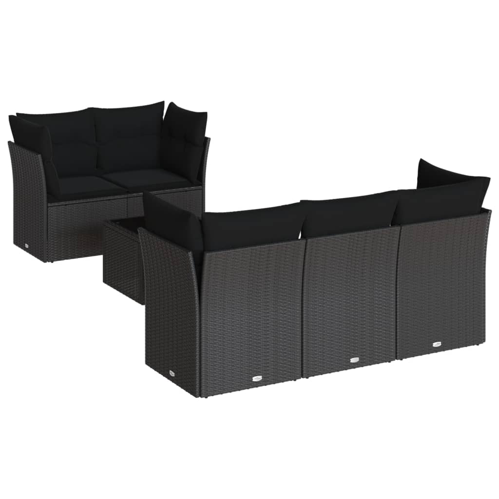 Set mobilier de grădină cu perne, 6 piese, negru, poliratan GartenMobel Dekor