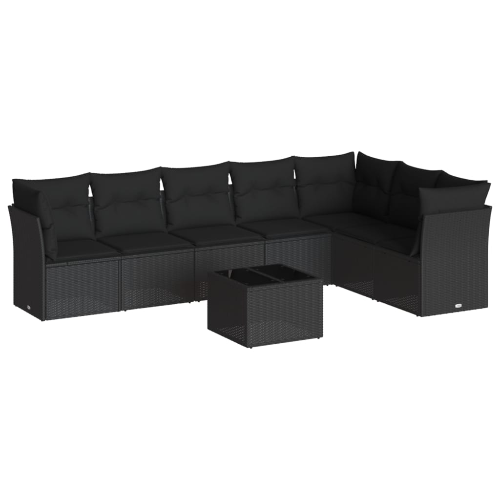 Set mobilier de grădină cu perne, 8 piese, negru, poliratan GartenMobel Dekor