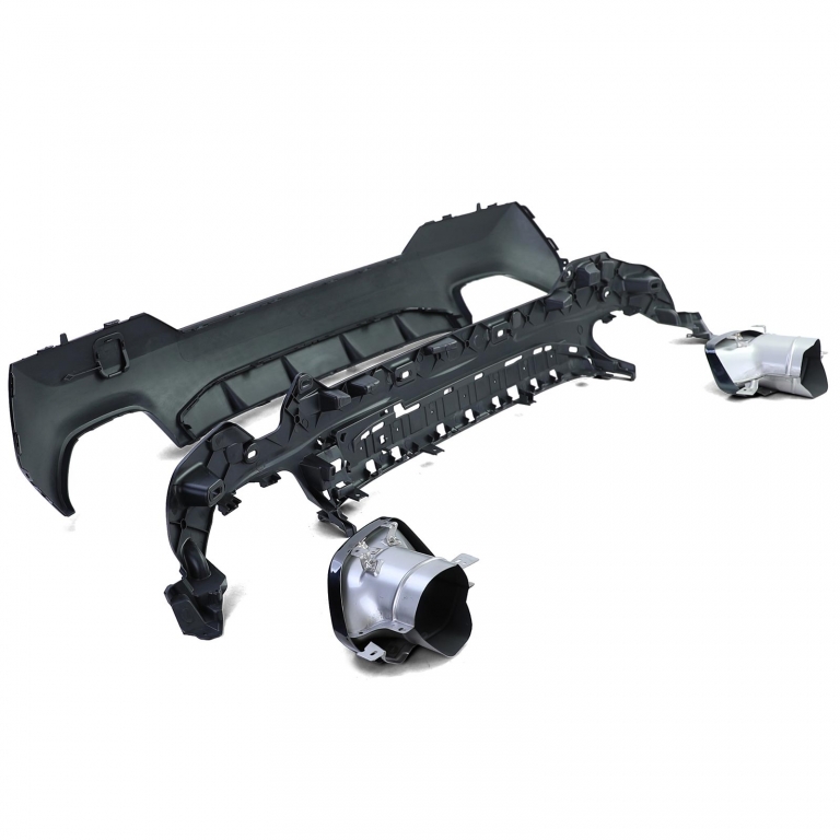 Difuzor sport spate lucios + țevi de eșapament 440 look potrivit pentru BMW Seria 4 G22 G23 420 430 Performance AutoTuning