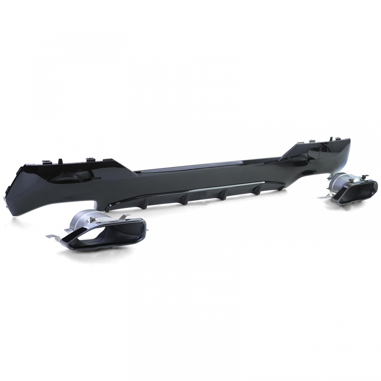 Difuzor sport spate lucios + țevi de eșapament 440 look potrivit pentru BMW Seria 4 G22 G23 420 430 Performance AutoTuning