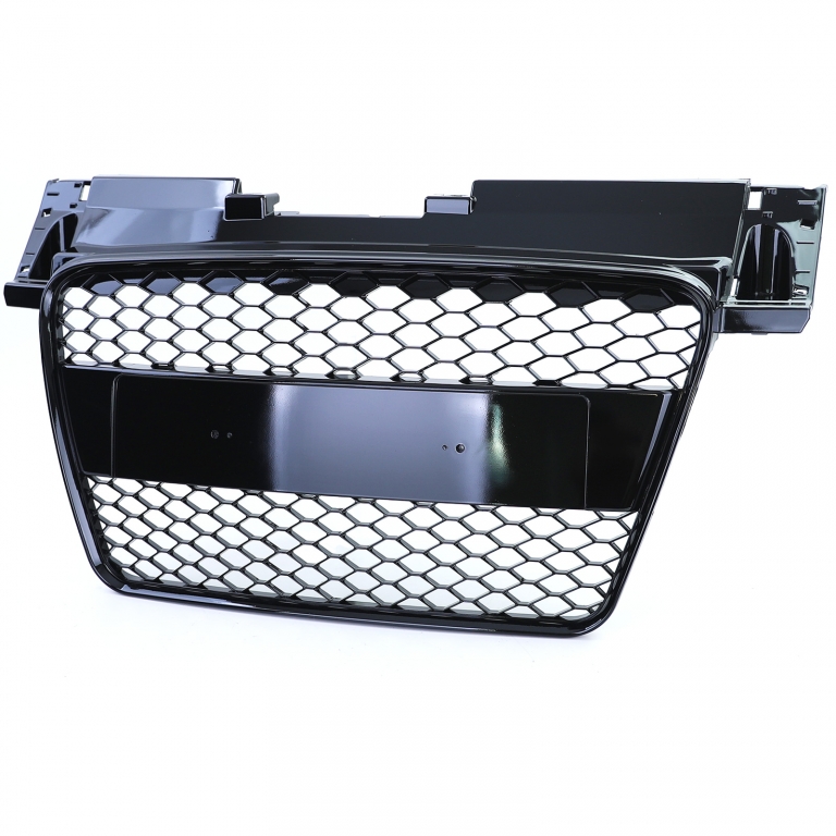 Grilă radiator tip fagure fără emblemă neagră lucioasă, potrivită pentru Audi TT 8J pre-facelift 06-10 Performance AutoTuning