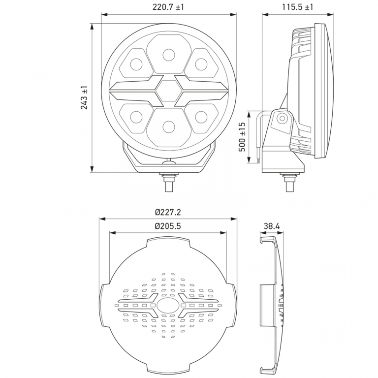 Set de 2 piese HELLA VALUEFIT Faruri auxiliare cu LED pentru faza lungă Black Blade 9˝ Rotund Legale Performance AutoTuning