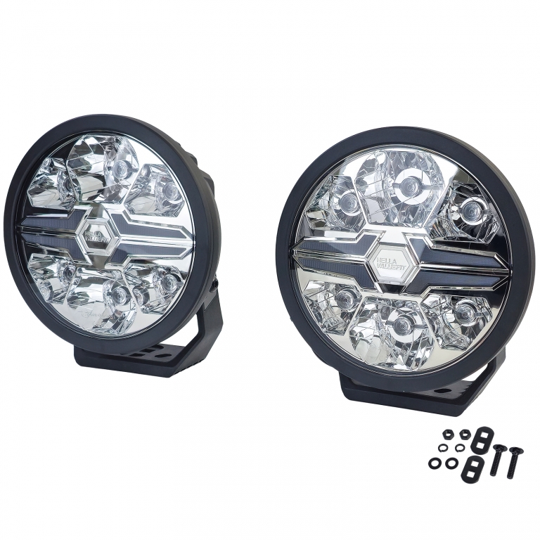 Set de 2 piese HELLA VALUEFIT Faruri auxiliare cu LED pentru faza lungă Black Blade 9˝ Rotund Legale Performance AutoTuning