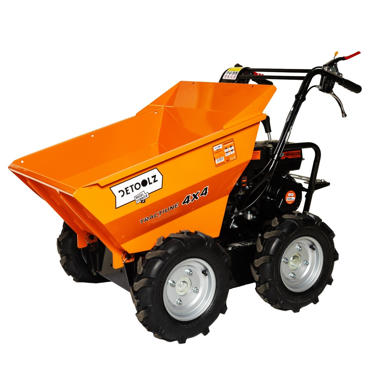 Roaba motorizata Detoolz, 7.5 CP, 212 cc, benzina 4T, capacitate cuva 300 Kg, 4 viteze