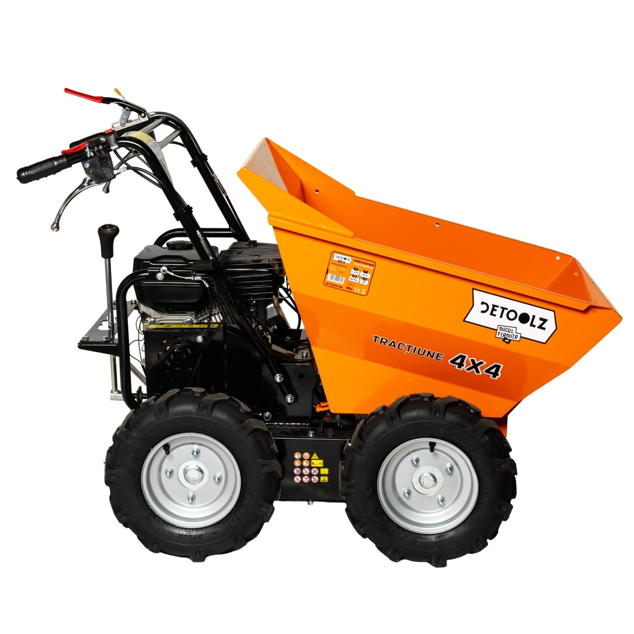 Roaba motorizata Detoolz, 7.5 CP, 212 cc, benzina 4T, capacitate cuva 300 Kg, 4 viteze