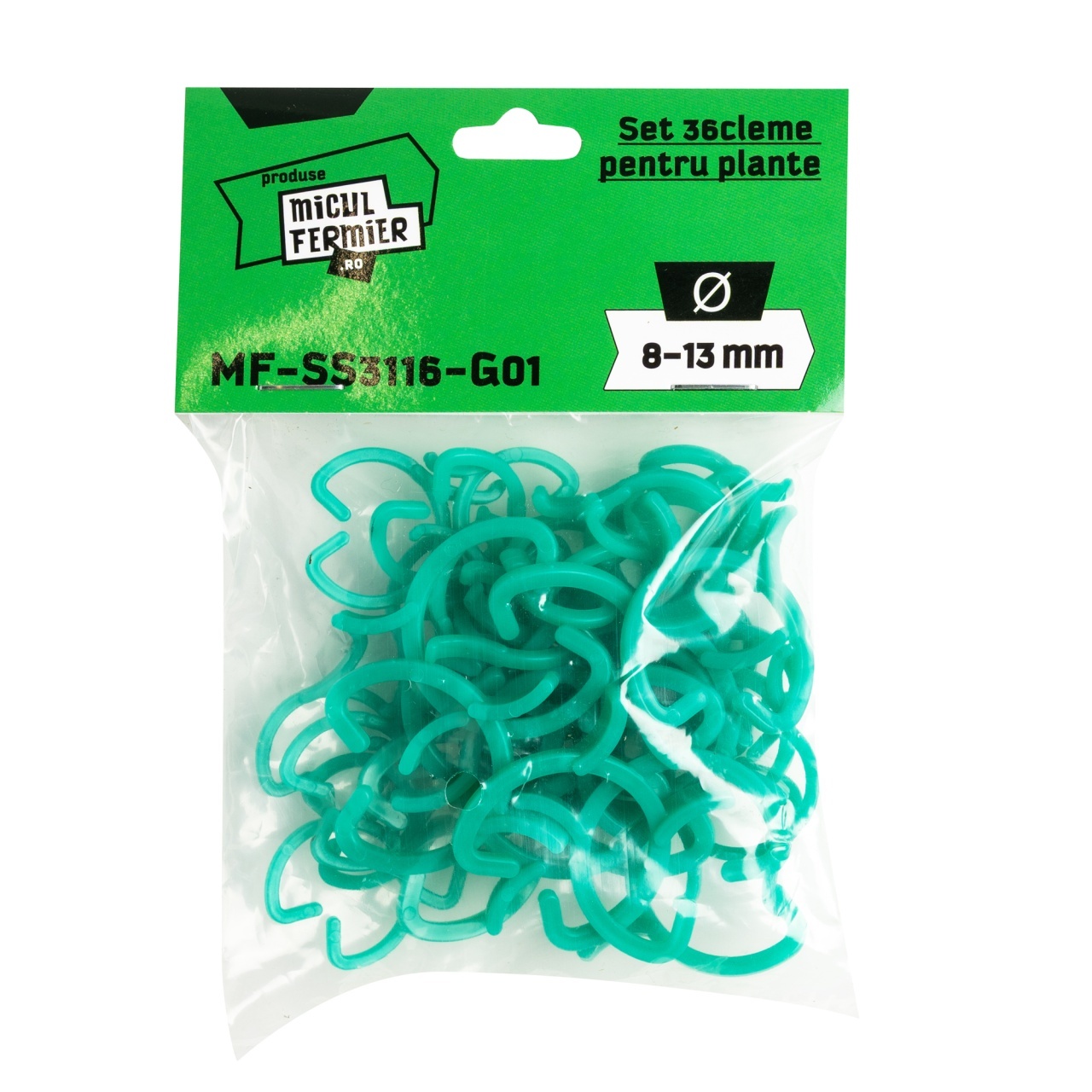 Set 36 cleme pentru plante Micul Fermier, diametru 8-13 mm