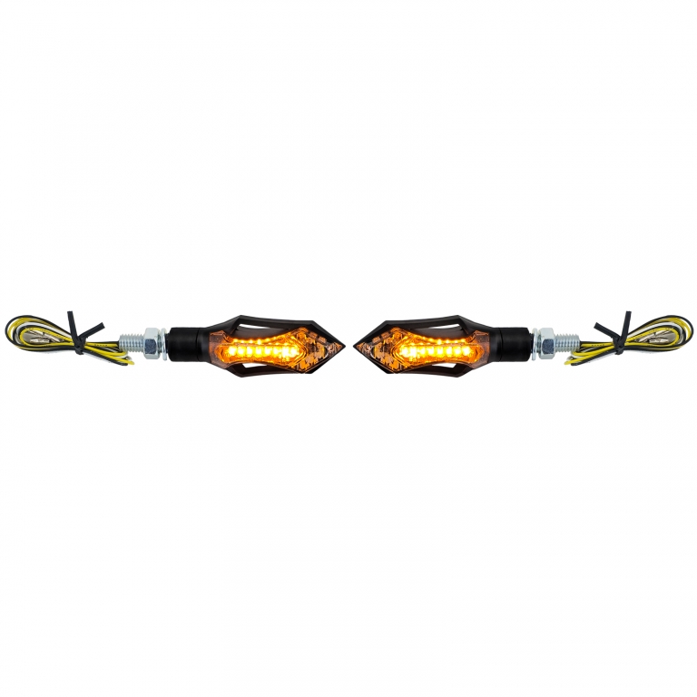 Semnalizator LED universal pentru motocicletă + lumină de poziție neagră Hatch/Rush cu E-Mark Performance AutoTuning