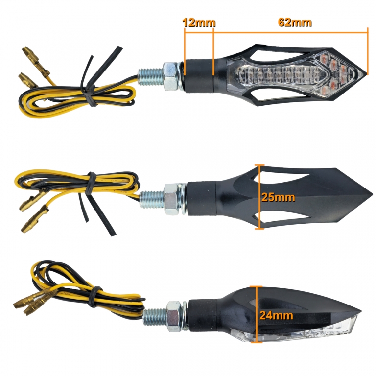 Semnalizator LED universal pentru motocicletă + lumină de poziție neagră Hatch/Rush cu E-Mark Performance AutoTuning