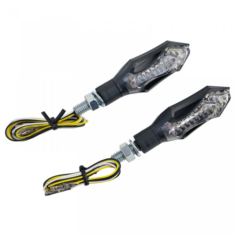 Semnalizator LED universal pentru motocicletă + lumină de poziție neagră Hatch/Rush cu E-Mark Performance AutoTuning