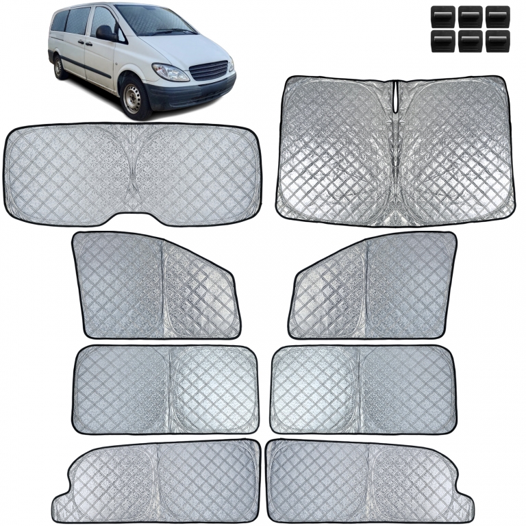 Set de 8 piese pentru protecție solară blackout, potrivit pentru Mercedes Vito Viano W639 2003-2014 Performance AutoTuning