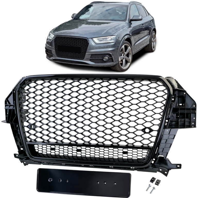 Grilaj sport cu fagure negru lucios, potrivit pentru Audi Q3 8U pre-facelift 11-15 Performance AutoTuning