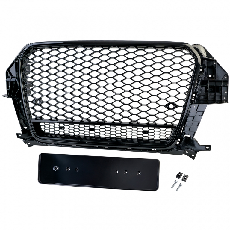 Grilaj sport cu fagure negru lucios, potrivit pentru Audi Q3 8U pre-facelift 11-15 Performance AutoTuning