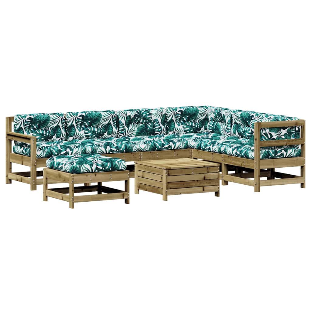 Set mobilier de grădină cu perne, 8 piese, lemn de pin tratat GartenMobel Dekor