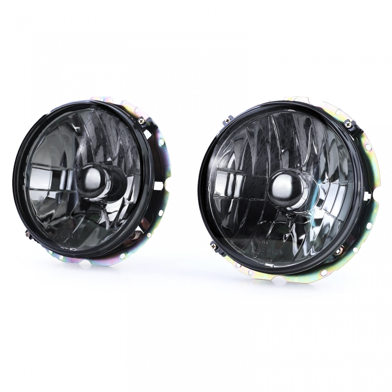 Faruri din sticlă clare cu fum negru H4, pereche, potrivite pentru VW Caddy I 82-92 + Jetta I 79-84 Performance AutoTuning