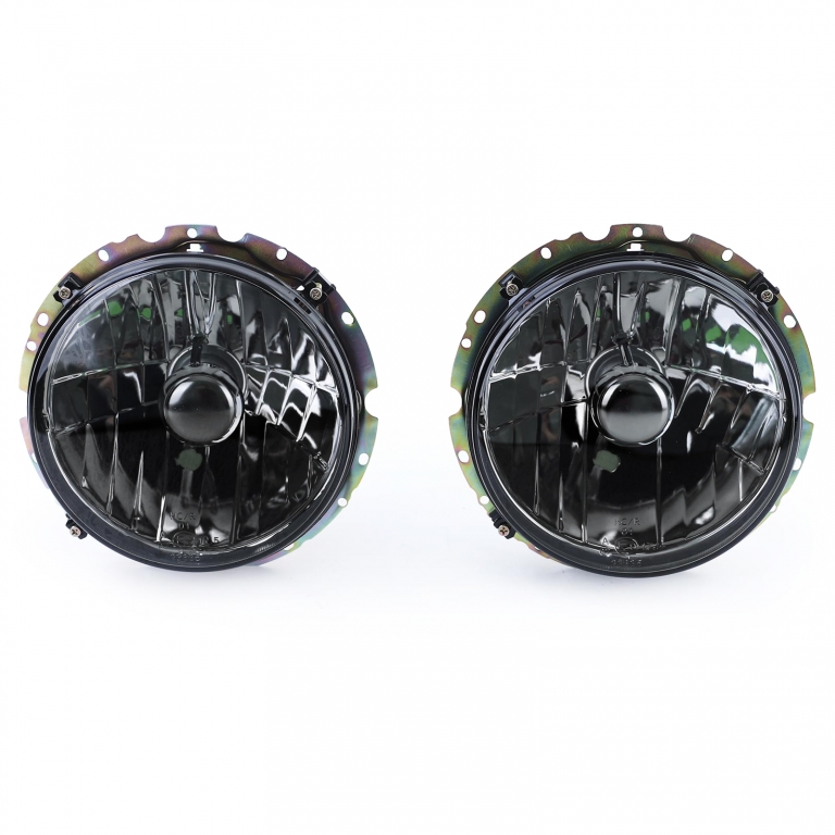 Faruri din sticlă clare cu fum negru H4, pereche, potrivite pentru VW Caddy I 82-92 + Jetta I 79-84 Performance AutoTuning