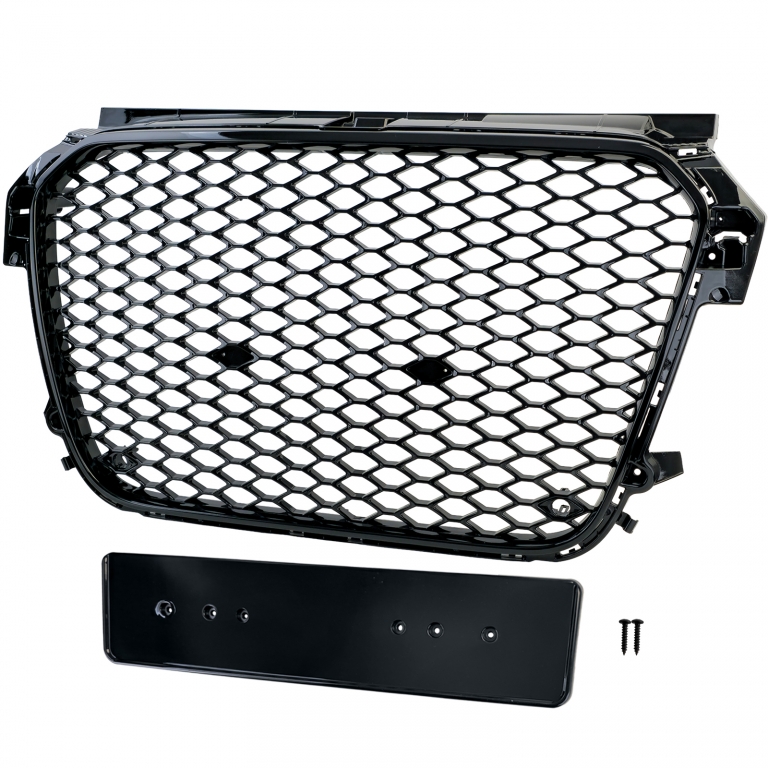 Grilă sport cu fagure, grilă radiator neagră lucioasă, potrivită pentru Audi A1 8X pre-facelift 10-14 Performance AutoTuning