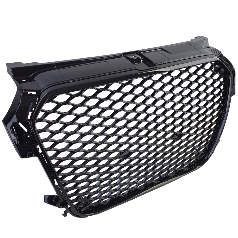 Grilă sport cu fagure, grilă radiator neagră lucioasă, potrivită pentru Audi A1 8X pre-facelift 10-14 Performance AutoTuning