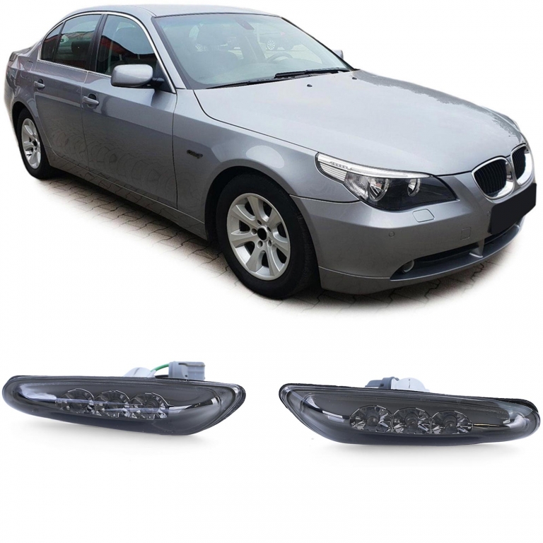 Indicatori laterali LED fumuriu negru potriviți pentru BMW E46 E60 E61 X3 E83 Performance AutoTuning