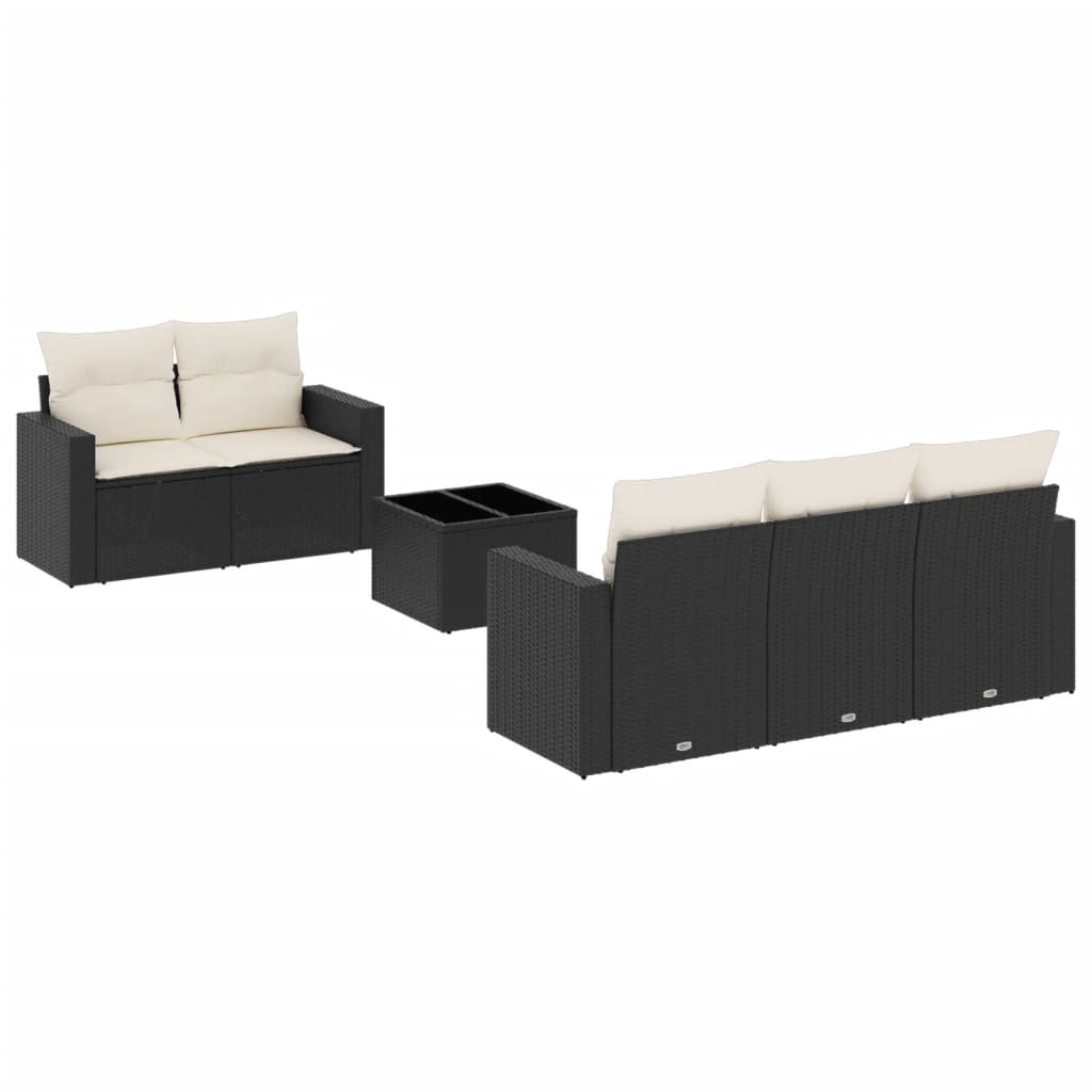 Set mobilier de grădină cu perne, 6 piese, negru, poliratan GartenMobel Dekor