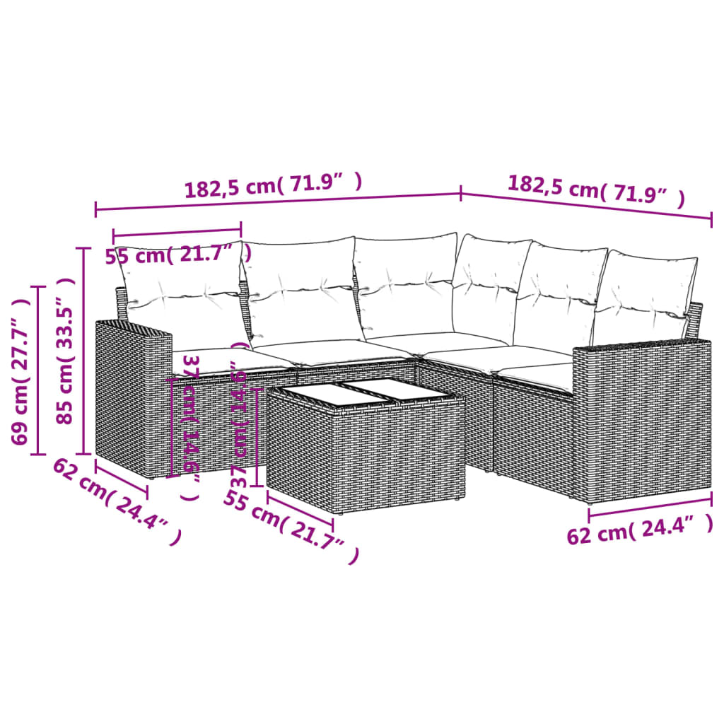 Set mobilier de grădină cu perne, 6 piese, negru, poliratan GartenMobel Dekor
