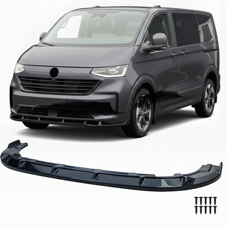 Bara spoiler frontal lucios negru potrivită pentru VW T7 Bus Transporter din 2024 Performance AutoTuning
