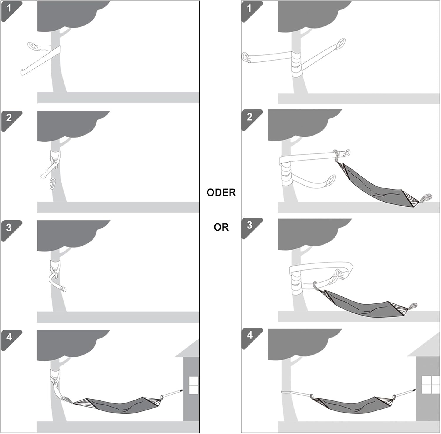 SONGMICS Hamac dublu 210x150 cm, bumbac, portabil cu chingi si carabiniere, bej Household NewTrend