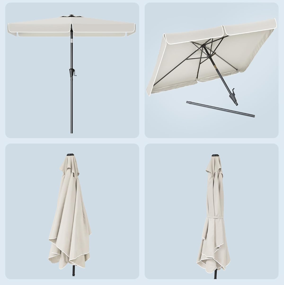 SONGMICS Umbrela de gradina cu manivela, UPF 50+, inclinare 30°, structura metalica, 300x200 cm, bej Household NewTrend