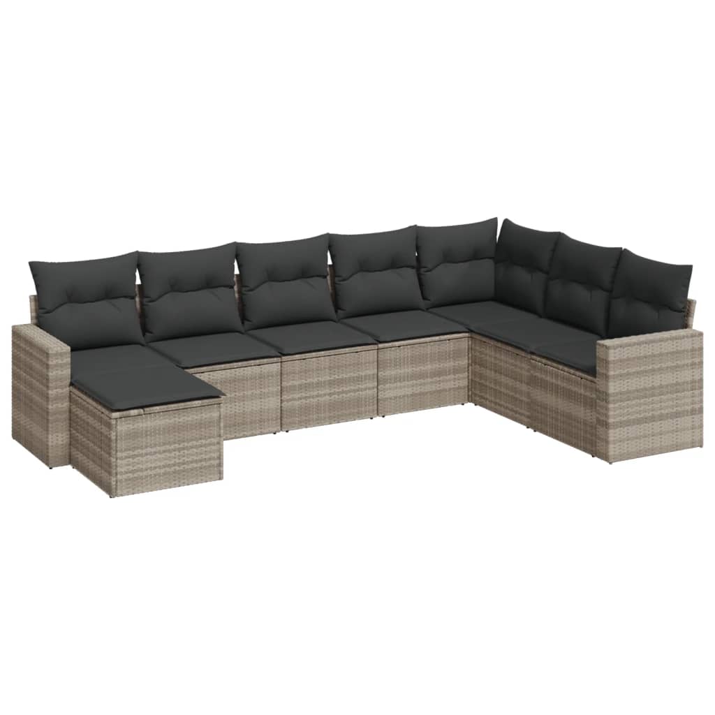 Set mobilier de grădină cu perne, 8 piese gri deschis poliratan GartenMobel Dekor