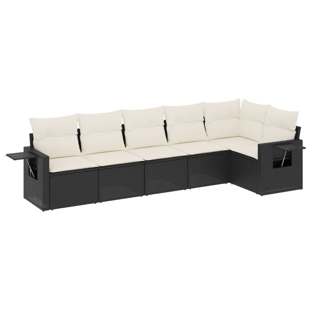 Set mobilier de grădină cu perne, 6 piese, negru, poliratan GartenMobel Dekor