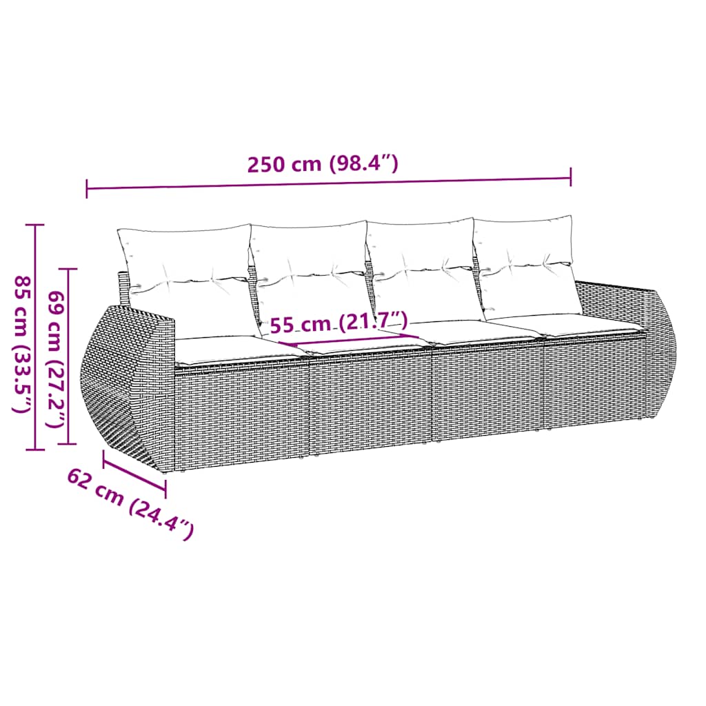 Set mobilier de grădină cu perne, 4 piese, negru, poliratan GartenMobel Dekor