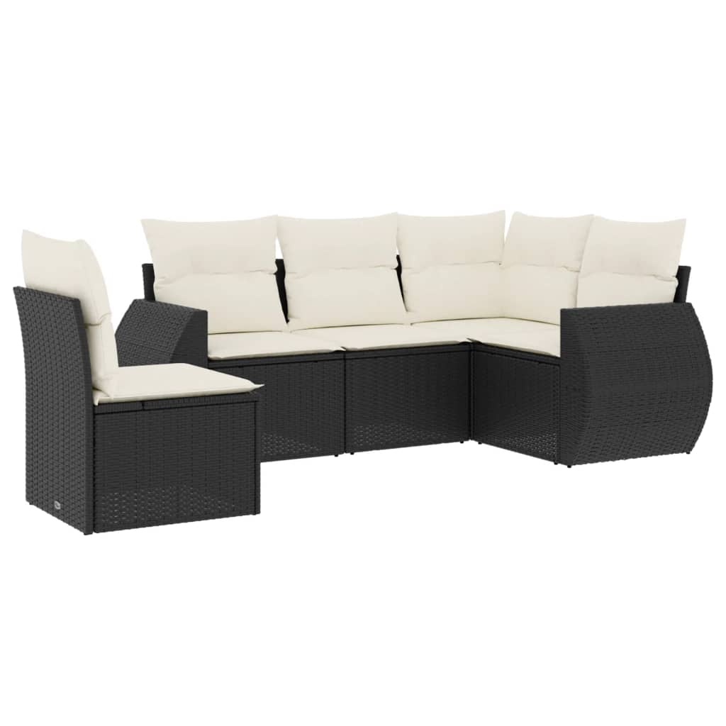 Set mobilier de grădină cu perne, 5 piese, negru, poliratan GartenMobel Dekor