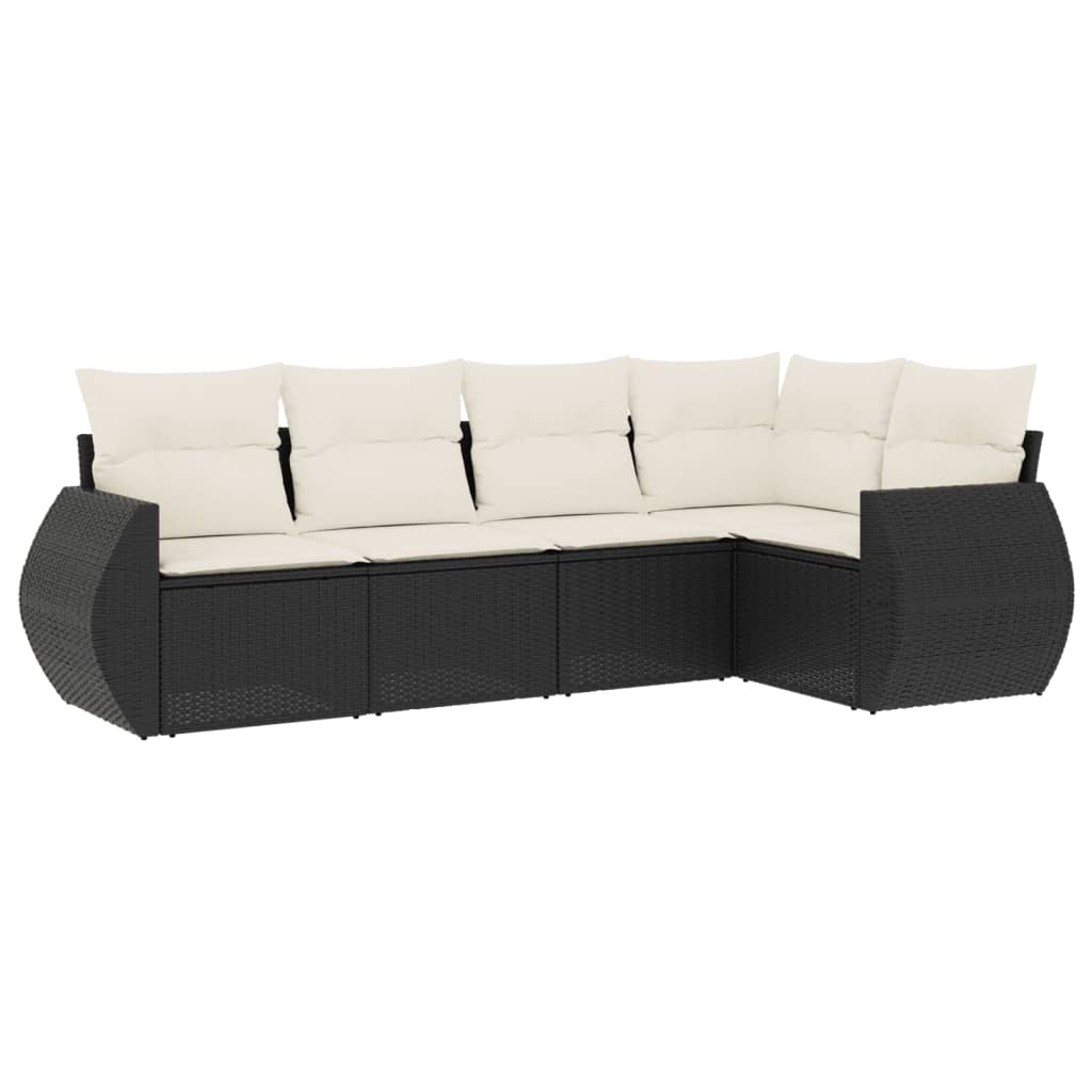Set mobilier de grădină cu perne, 5 piese, negru, poliratan GartenMobel Dekor