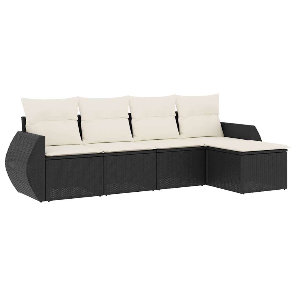 Set mobilier de grădină cu perne, 5 piese, negru, poliratan GartenMobel Dekor