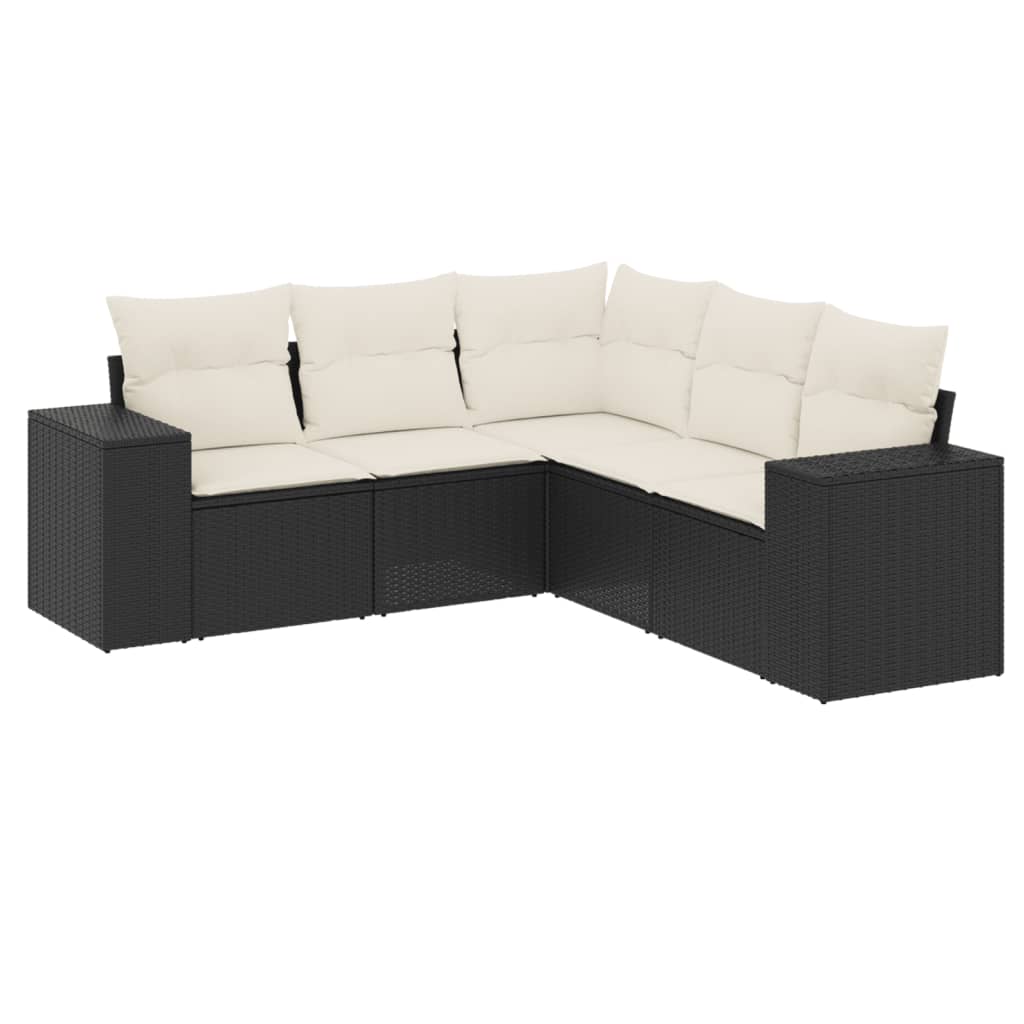Set mobilier de grădină cu perne, 5 piese, negru, poliratan GartenMobel Dekor