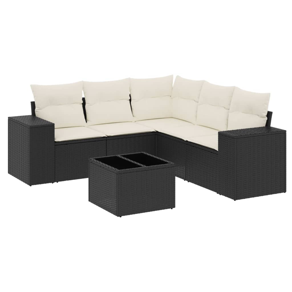 Set mobilier de grădină cu perne, 6 piese, negru, poliratan GartenMobel Dekor
