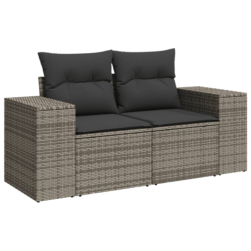 Set mobilier de grădină cu perne, 10 piese, gri, poliratan GartenMobel Dekor