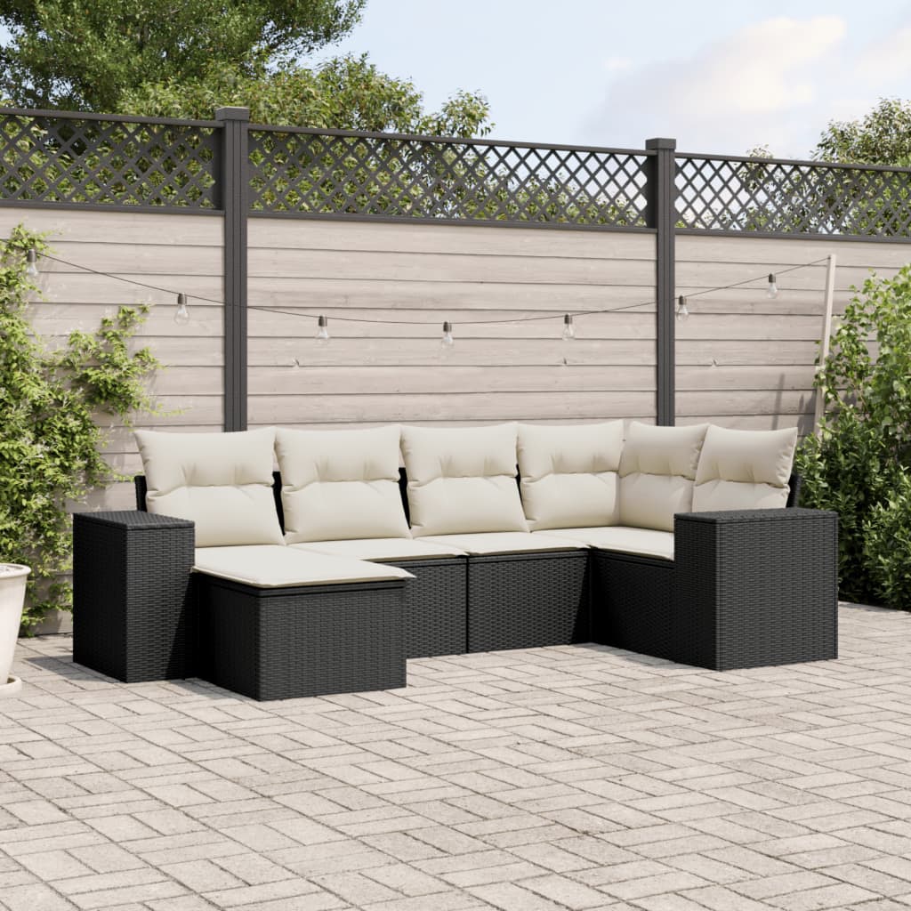 Set mobilier de grădină cu perne, 6 piese, negru, poliratan GartenMobel Dekor