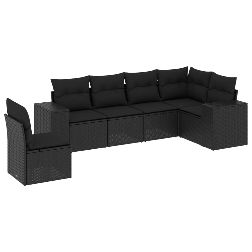 Set mobilier de grădină cu perne, 6 piese, negru, poliratan GartenMobel Dekor