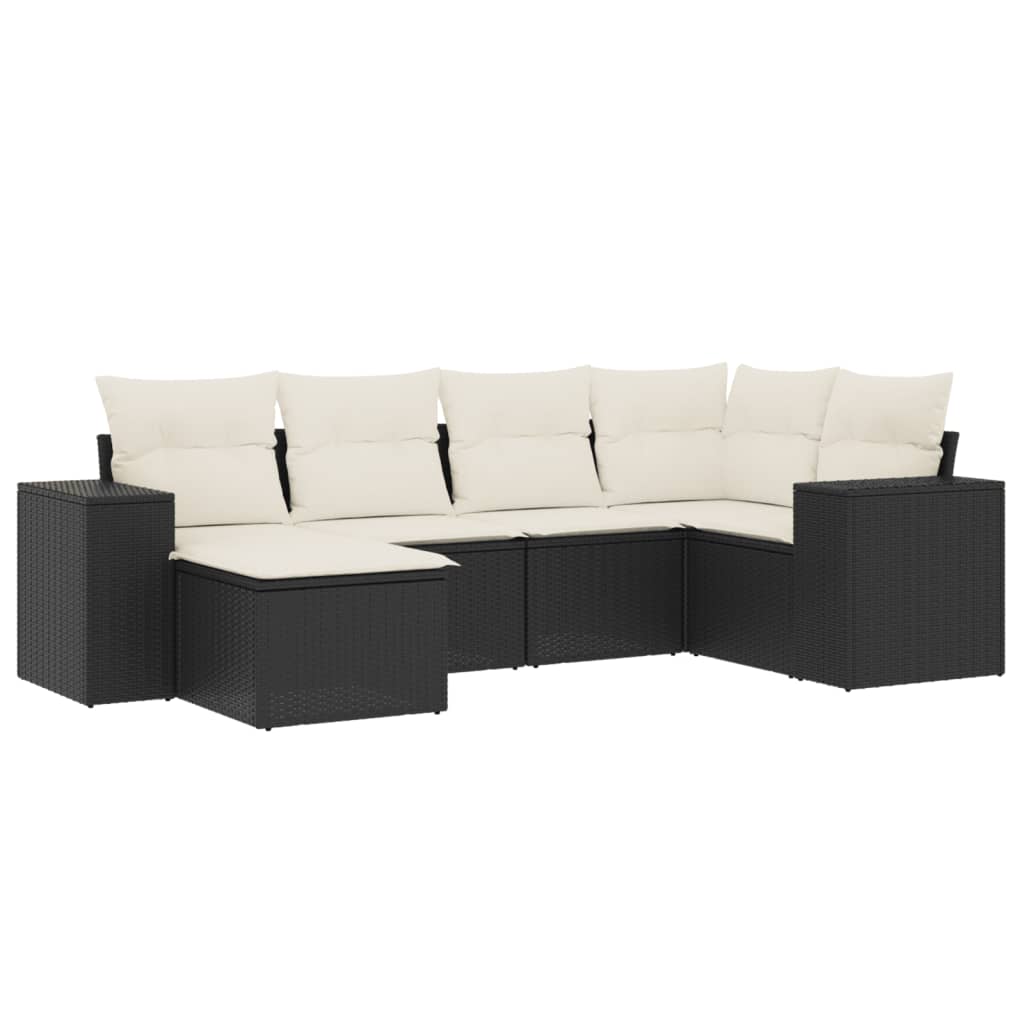 Set mobilier de grădină cu perne, 6 piese, negru, poliratan GartenMobel Dekor