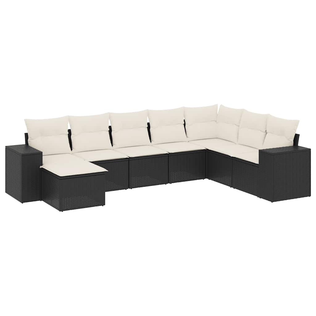 Set mobilier de grădină cu perne, 8 piese, negru, poliratan GartenMobel Dekor
