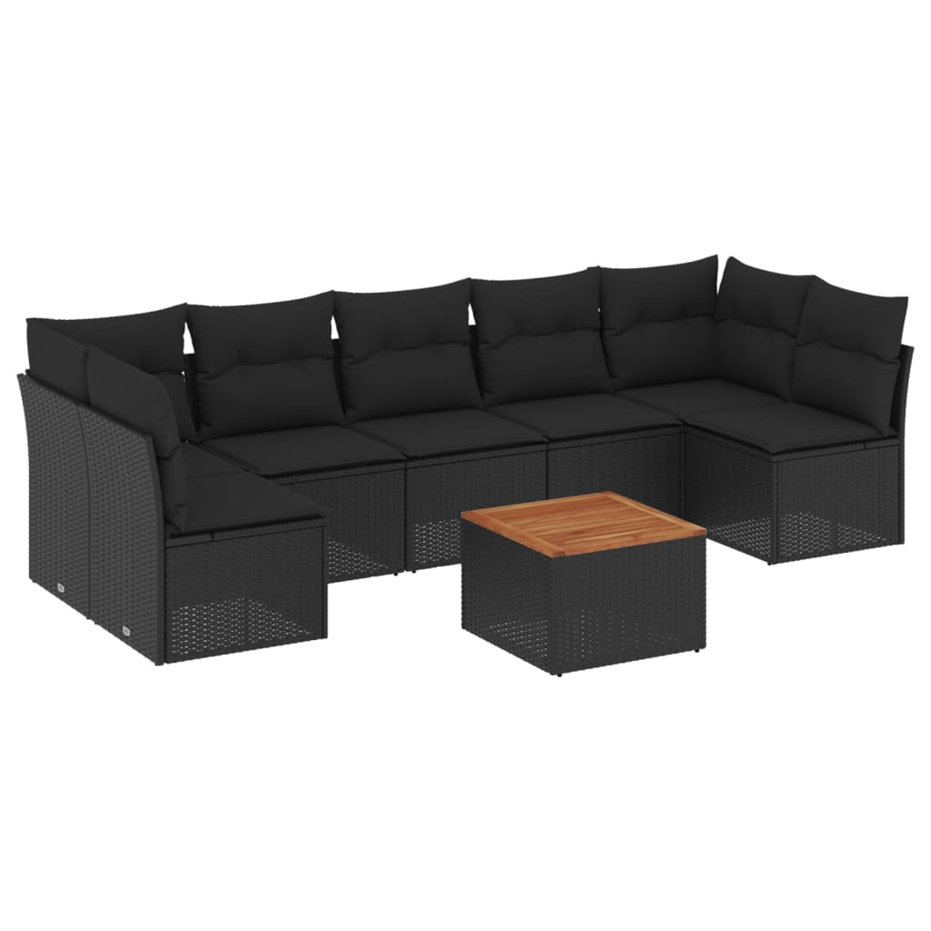 Set mobilier de grădină cu perne, 8 piese, negru, poliratan GartenMobel Dekor